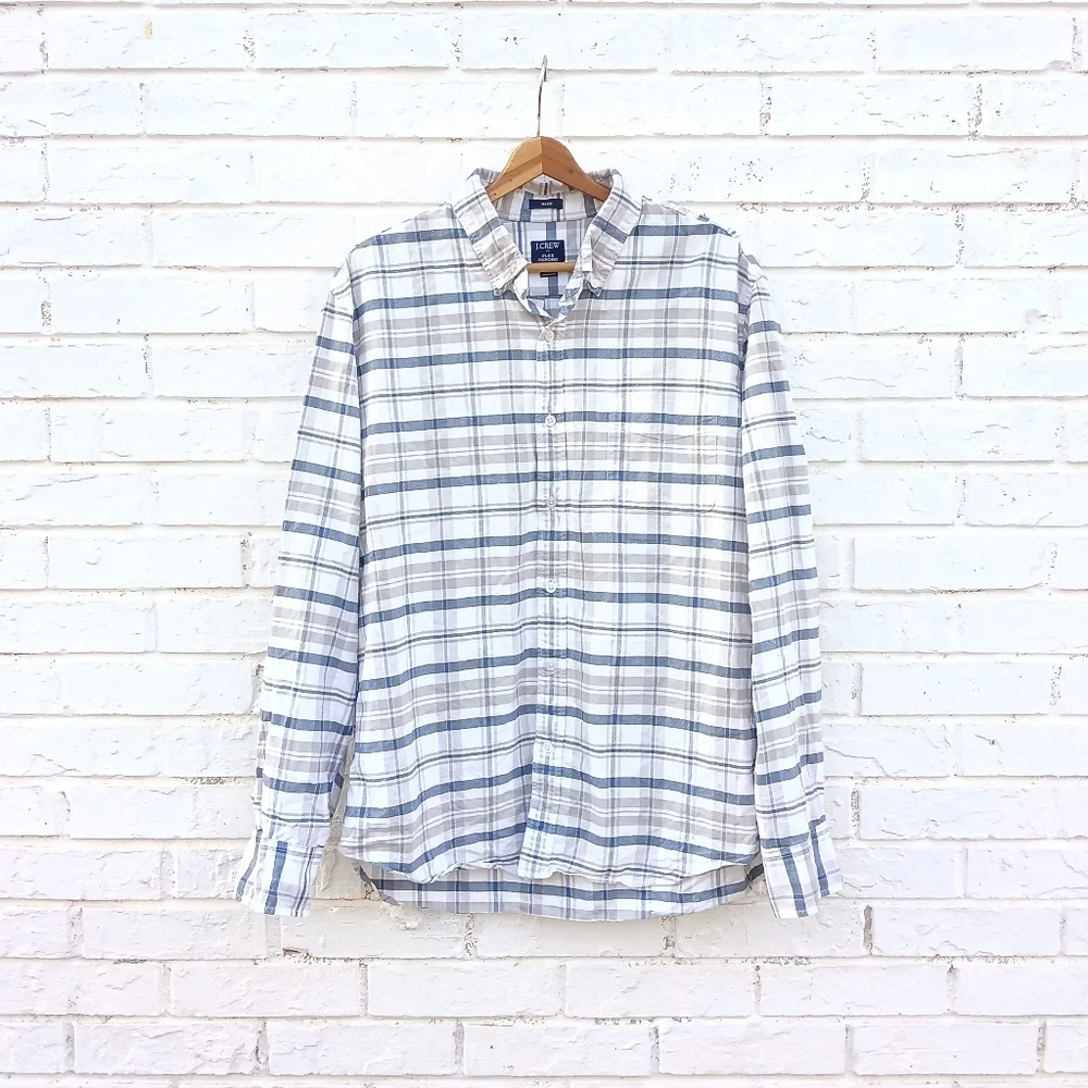 J. Crew Flex Plaid Oxford Shirt Mens XL